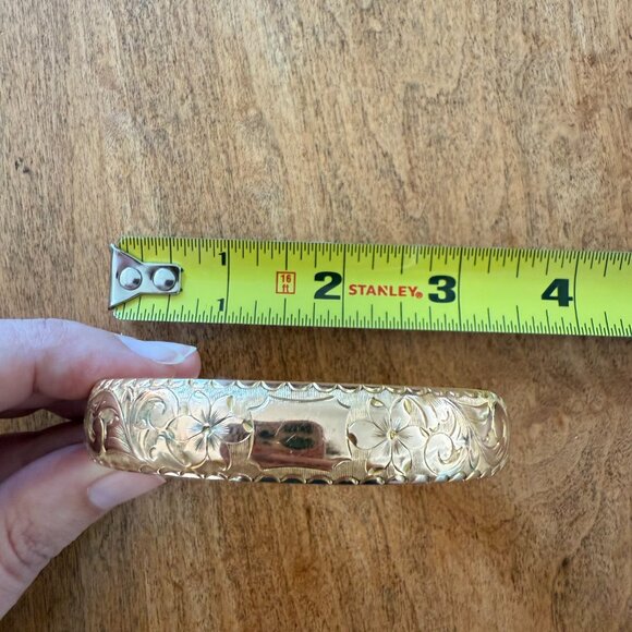 Floral Gold-Tone Hinged Cuff Bracelet - Picture 4 of 6